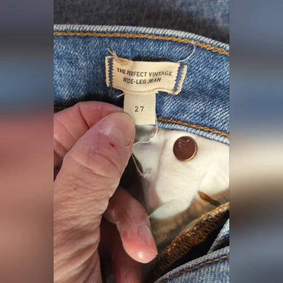 Madewell The Perfect Vintage Wide Leg High Rise Blue Denim Jeans Women's 4/27 - Picture 4 of 5